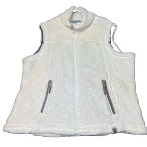 Free Country Puffer Faux Fur Vest Womens Size XXL White Zipper Pockets Outdoor